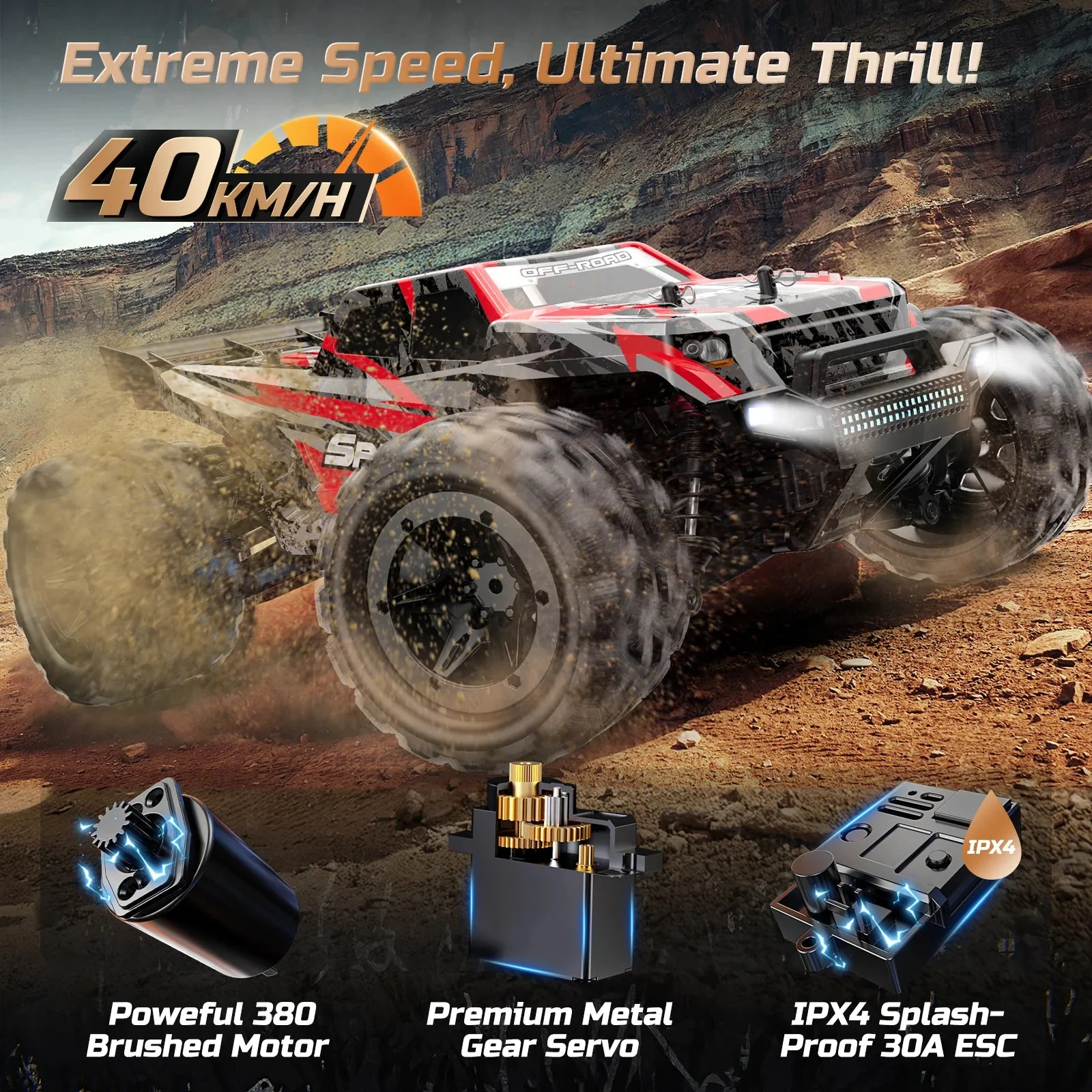 40km/h High-Speed 1:18 Full Scale 2.4G 4WD Half-Truck Remote Control Racing - Image 2