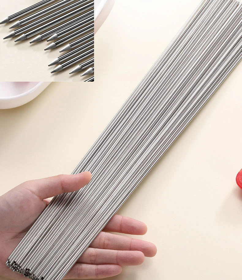 100pcs L 35cm Stainless Steel BBQ Skewers Round Roast Needle Stick Shish Kebab - Image 2
