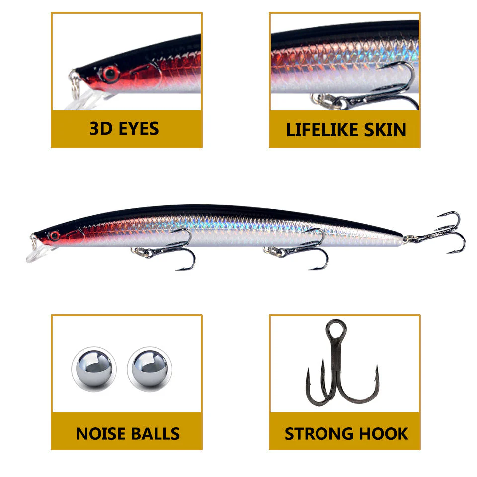 10pcs/p Large Fishing Lures 18cm Hard Bait Lures with Treble Hook Lifelike - Image 3