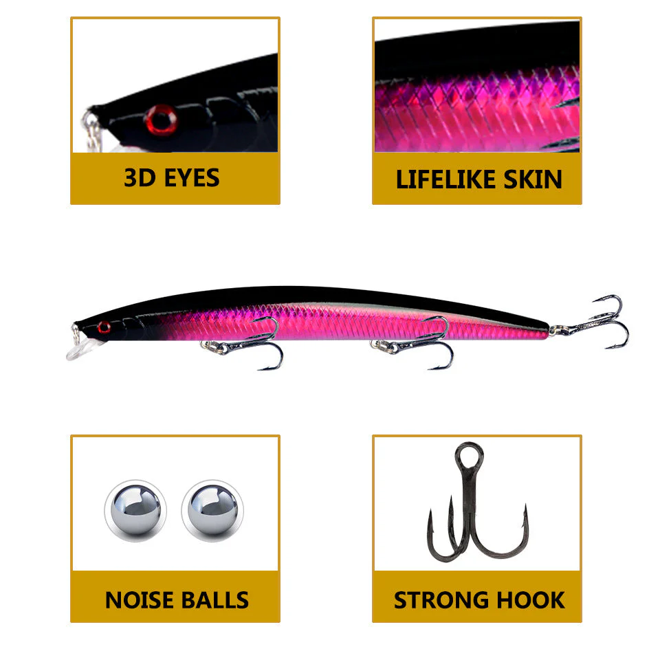 10pcs/p Large Fishing Lures 18cm Hard Bait Lures with Treble Hook Lifelike - Image 3
