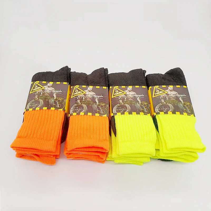 (12 Pairs) High Visible Safety Work Socks Cushioned Socks - Image 2