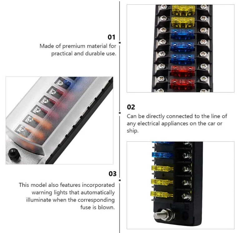 12 Ways Box Fuse Box Multi-input Multi-output Car Fuse Box with Cover 12V/24V Automotive - Image 3