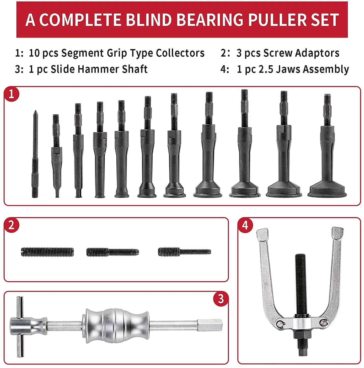 16Pcs Bearing Extractor Blind Hole Inner Internal Bushes Puller Set - Image 3