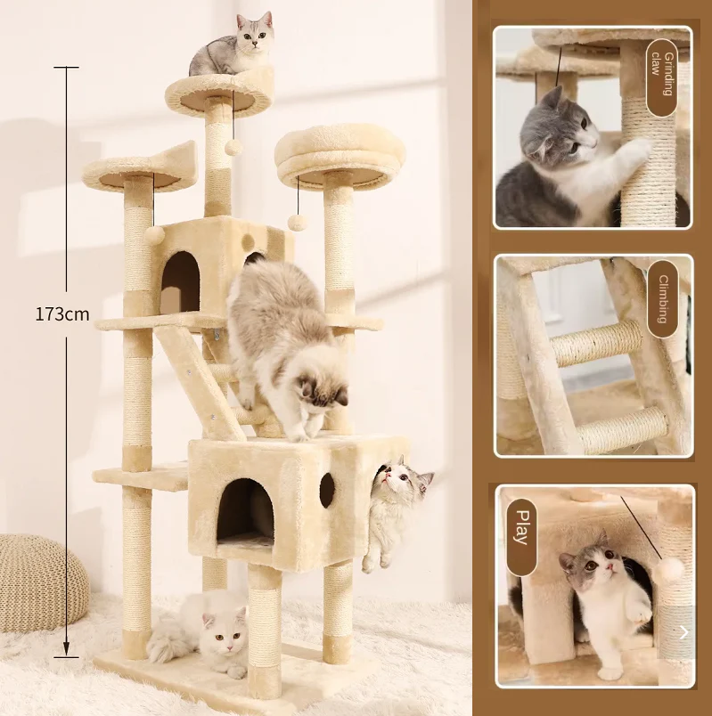 173CM High - Cat Tree House Scratching Post Condo - Image 2