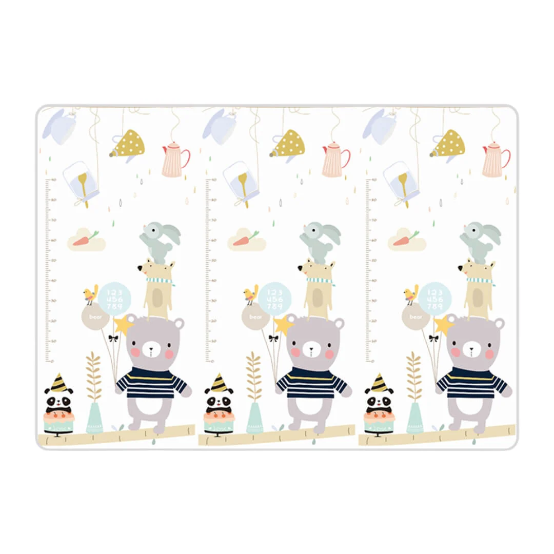 180x150x1 cm Foldable Baby Playmat with Carry Bag - Bear & Line Both Sides-H - Image 2