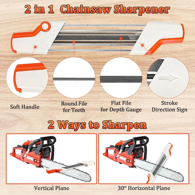 2 in 1 Easy File Chainsaw Chain Sharpener 4.8 mm with vise - Image 5