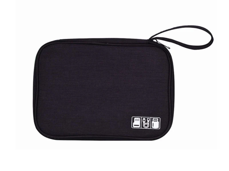 2 Layer Waterproof USB Cable Charging Storage Bag Phone Pad Zip Organiser - BK - Image 2