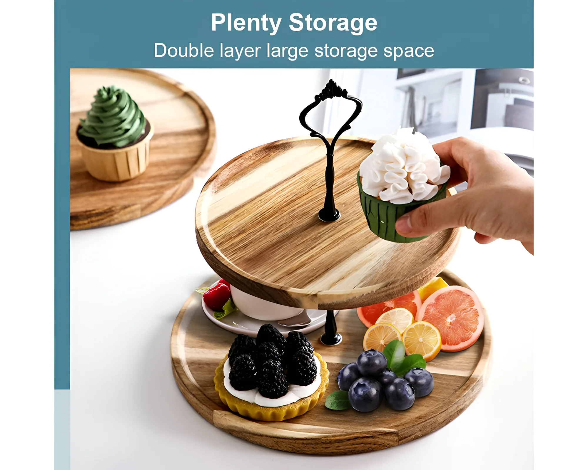 2 Tier Cake Plate Stand - Image 5