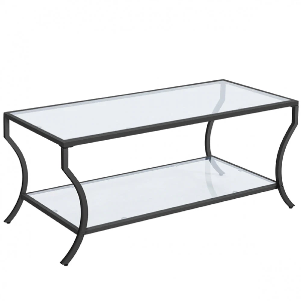 2-tier Rectangular Iron Framed Tempered Glass Coffee - Image 2