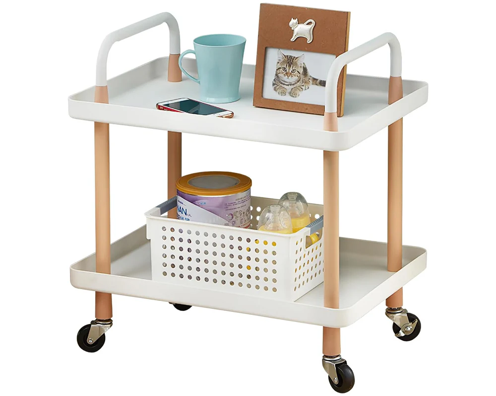 Utility Rolling Cart 2 Tiers Multi-Function Utility Rolling Cart - Image 2
