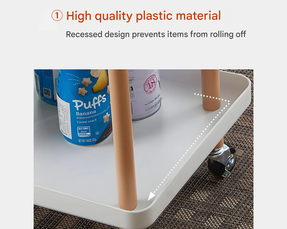 Utility Rolling Cart 2 Tiers Multi-Function Utility Rolling Cart - Image 4