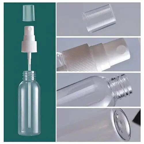 20 x 100 ml Clear Plastic Bottle with Fine Mist Spray Atomiser & Cap - Image 2