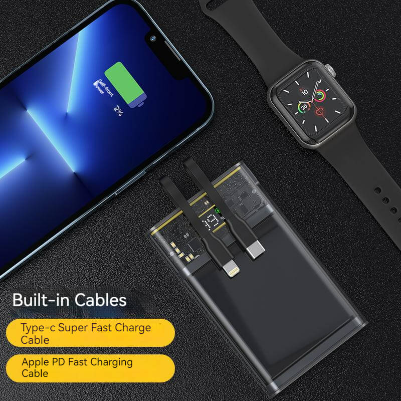 20000mah Display Power Bank With Built-in Cables - Image 3