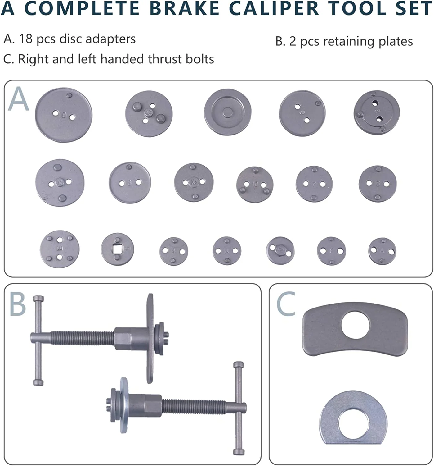 22pc Disc Brake Caliper Piston Rewind Tool Kit Set - Image 6