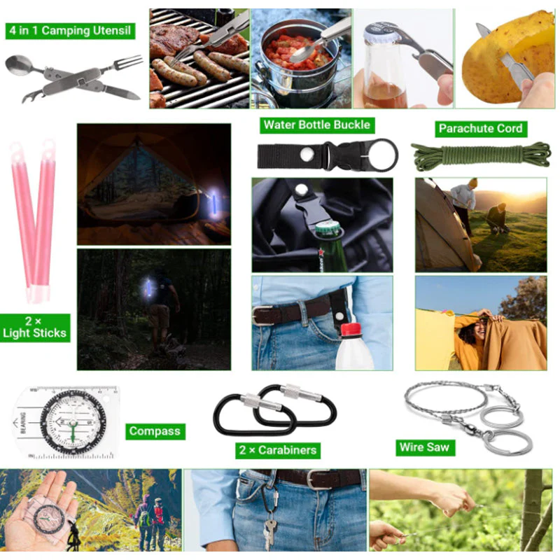 232Pcs Emergency Survival Kit, First Aid Kit Professional Survival Gear Tool B - Image 5