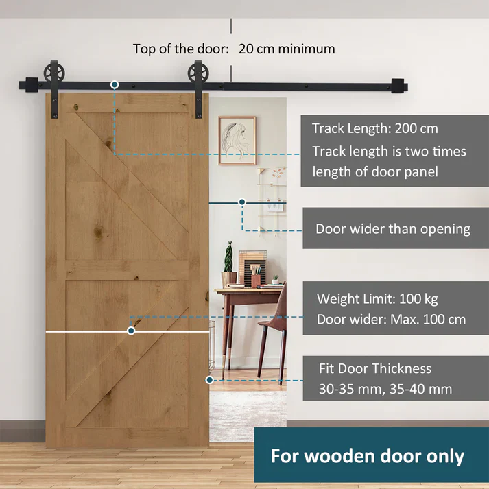 2m Barn Door Hardware Kit - Image 2