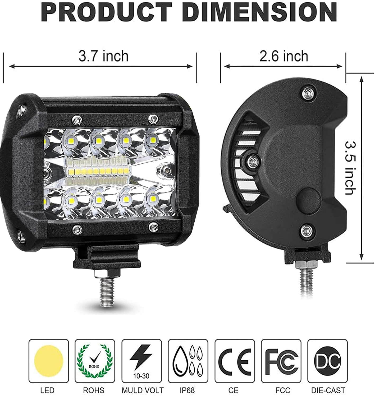 2Pcs 4Inch Led Work Light Bar - Image 4