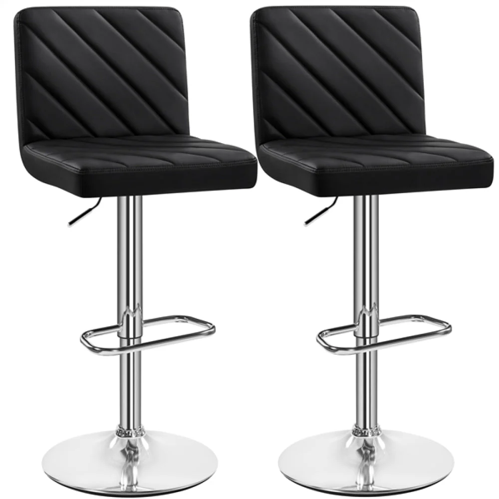 2pcs Modern PU Leather Swivel Bar Stools - Image 2