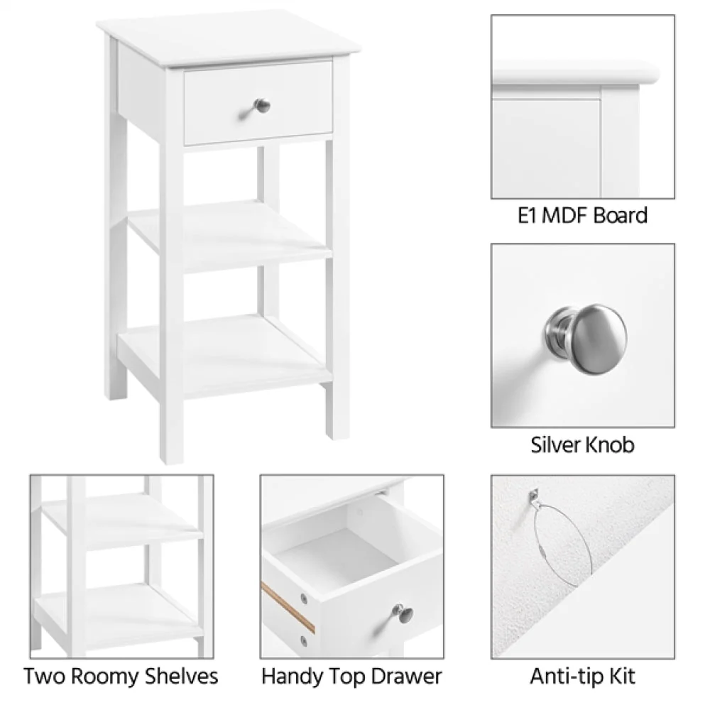 2PCS Narrow Bedside Table Nightstand - Image 6