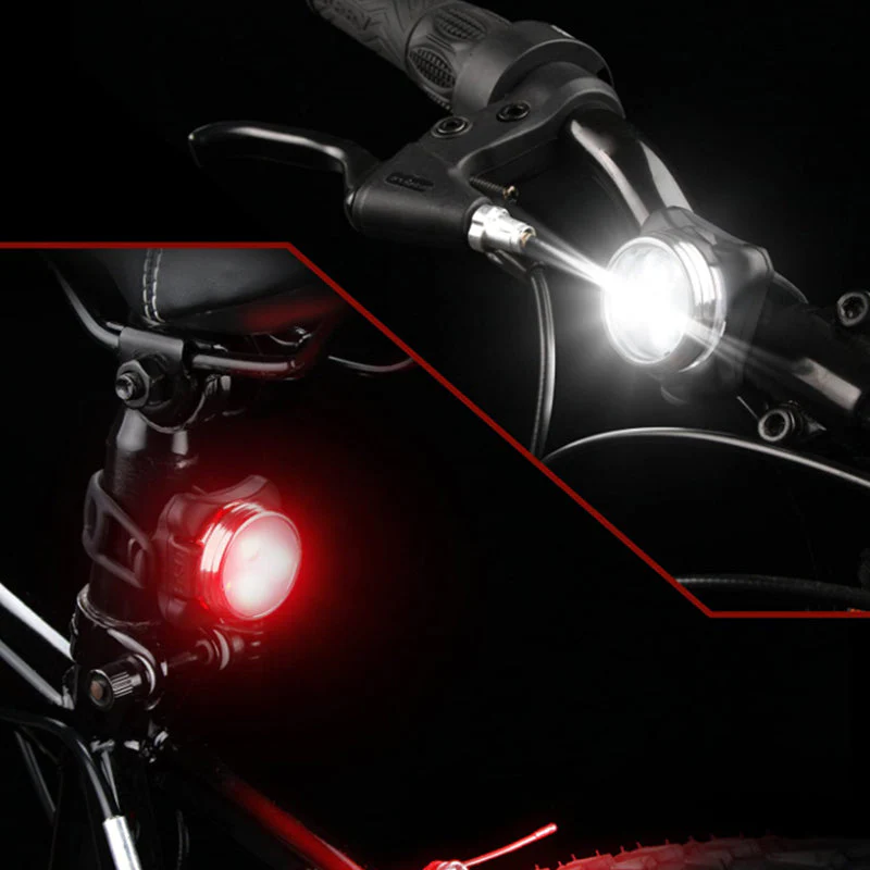 2pcs Round Bike Light USB Rechargeable Front Headlight & Rear LED Light - Image 6