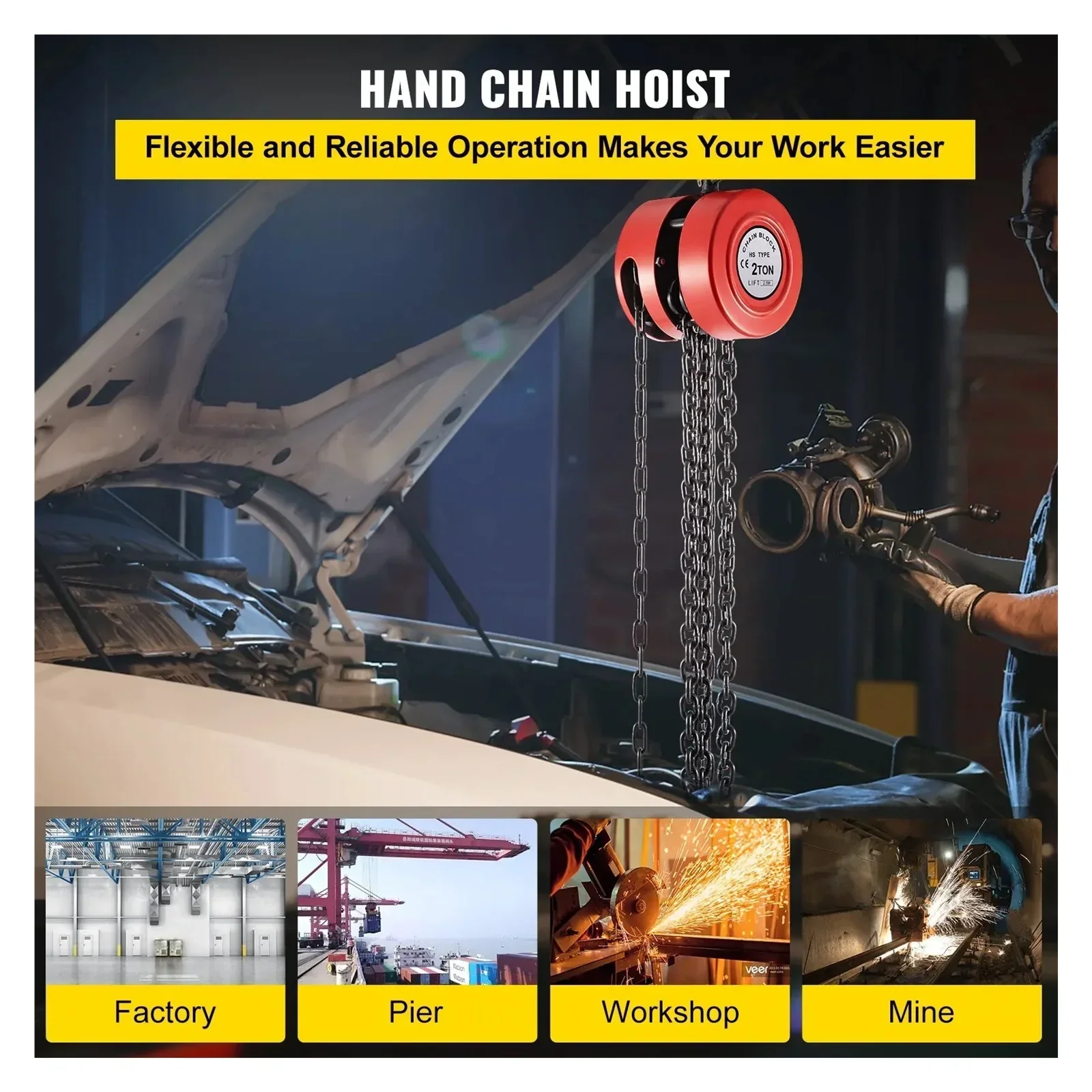 2T Chain Block & Tackle Hoist 3M - Image 3