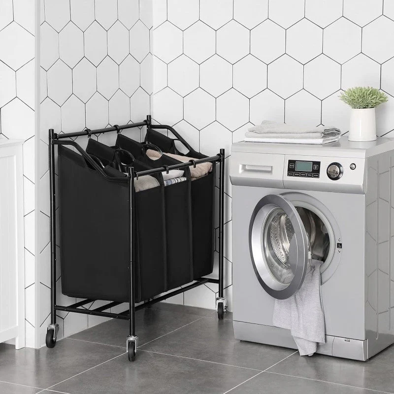 3 Bag Laundry Hamper Rolling Laundry Sorter - Image 2