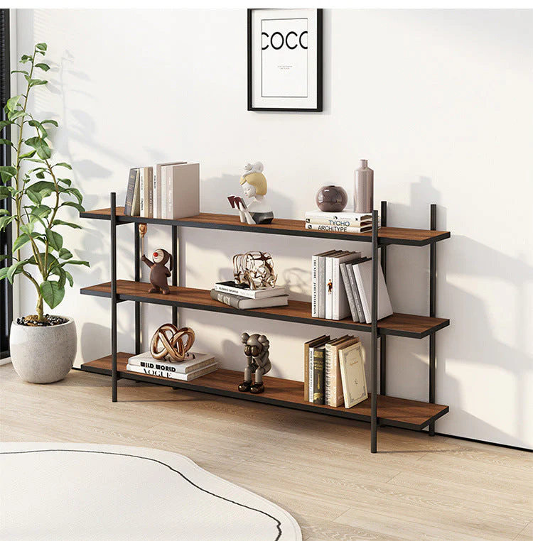 3 Tier Bookshelf Console Table Hallway Flower Table (Dark Wood) - Image 3