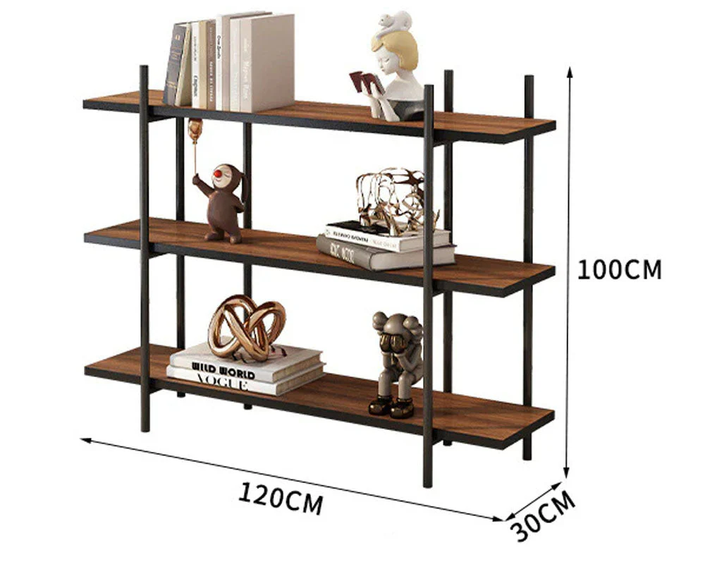 3 Tier Bookshelf Console Table Hallway Flower Table (Natural Wood) - Image 2
