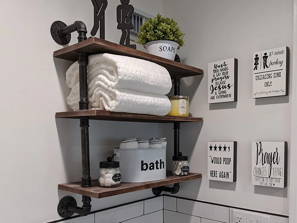 3 Tiers Industrial Pipe Shelf Rustic Wall Shelf - Image 6