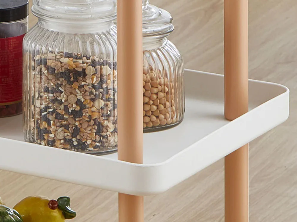 3 Tiers Utility Rolling Cart Multi-Function Storage Rack -White - Image 4