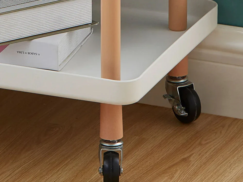 3 Tiers Utility Rolling Cart Multi-Function Storage Rack -White - Image 6