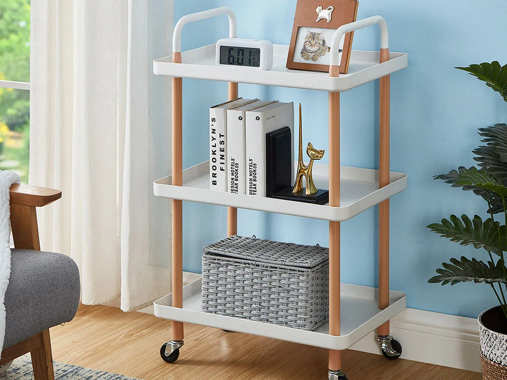 3 Tiers Utility Rolling Cart Multi-Function Storage Rack -White - Image 8