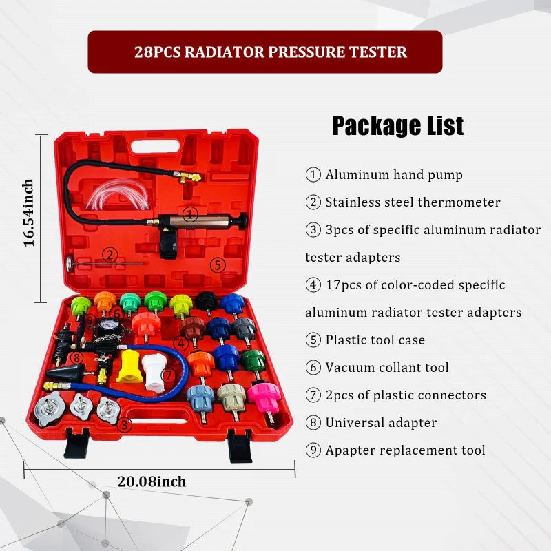 34pcs Radiator Pump Cooling System Pressure Tester Vacuum Purge Kit - Image 6