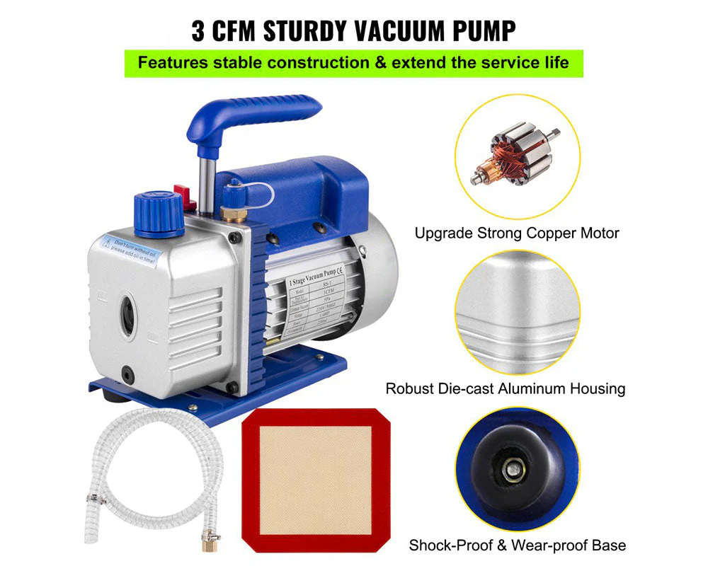 3CFM Vacuum Chambers Degassing 12L Vacuum Pump Air Condition Gauge - Image 3
