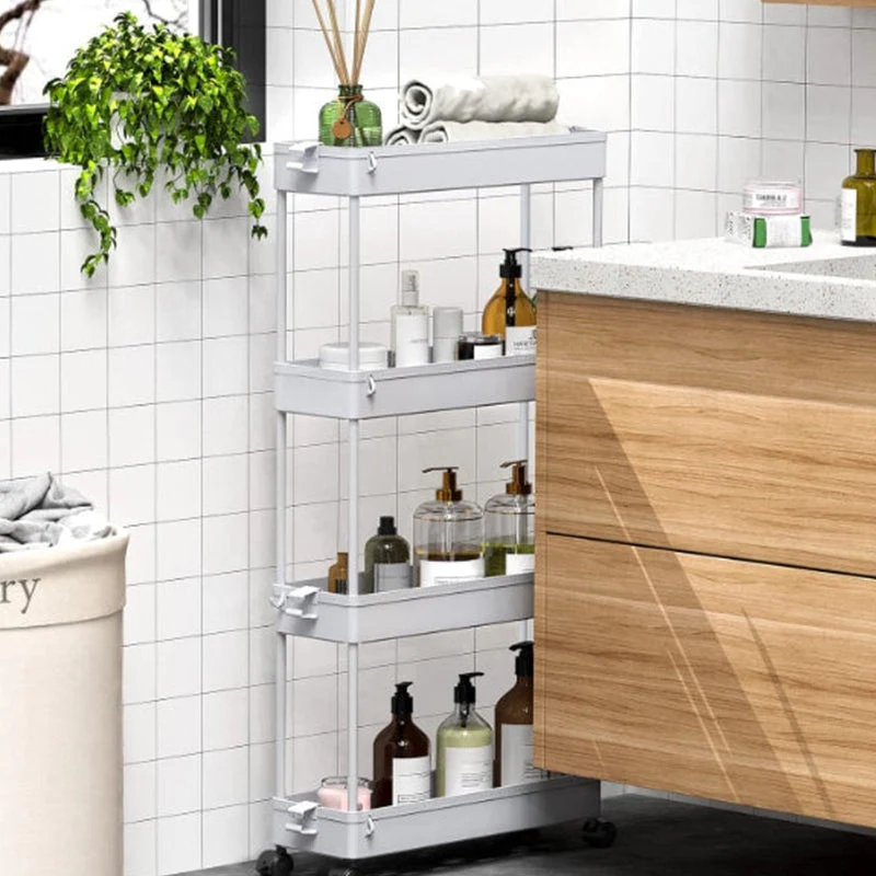 4 Tiers Kitchen Bathroom Rack Slim Space Saver Storage Shelf Shelves Toilet... S - Image 3