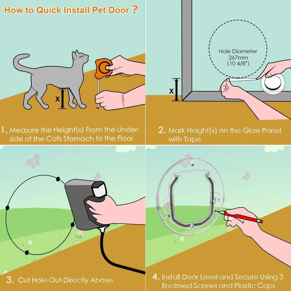 4 Ways Round Lockable Cat Door Dog Flap Cat Door - Image 7