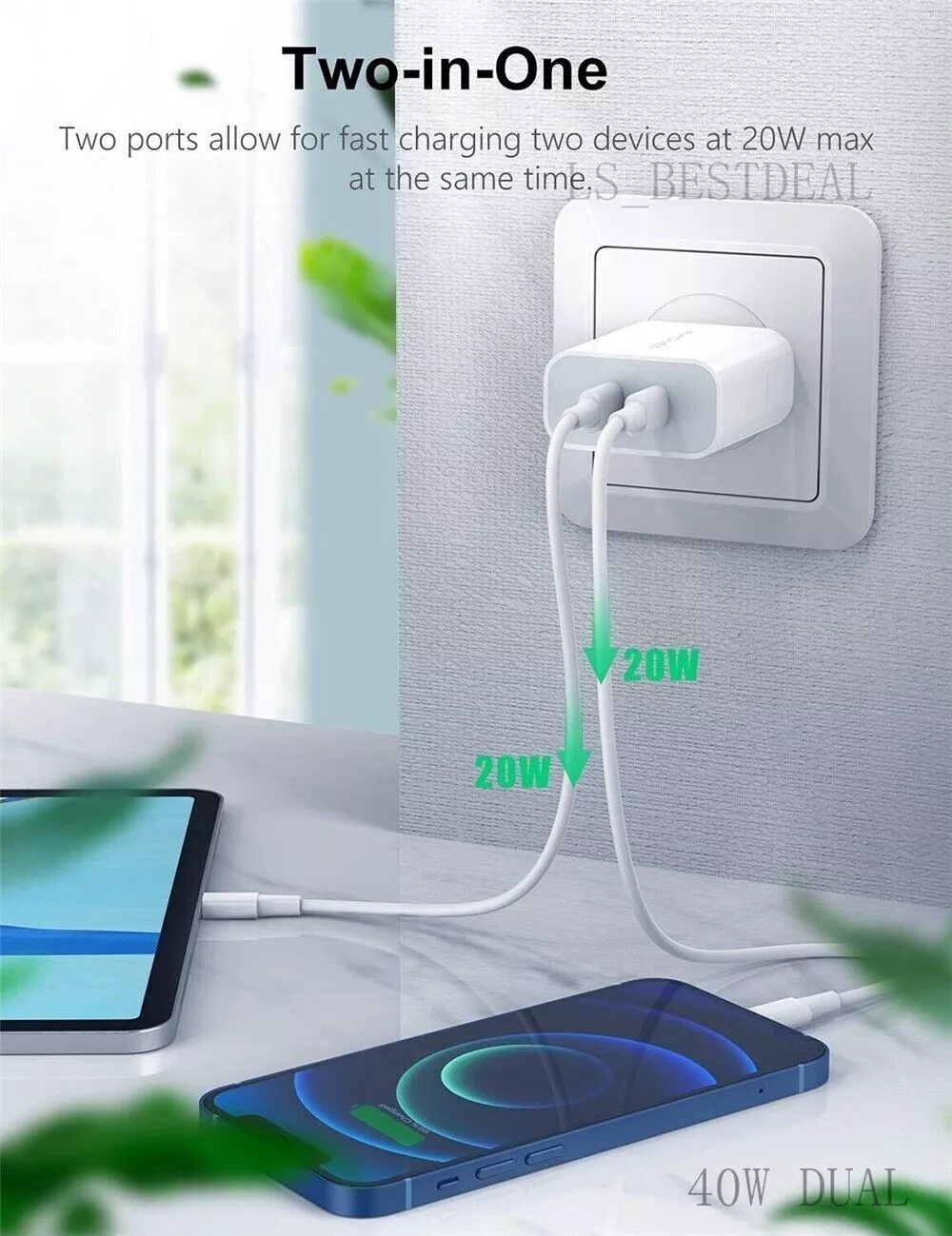 40W Universal Compatible Fast Wall Charger With Cable - Image 8