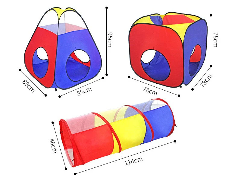 4PCS Pop-Up Square Triangle Tunnel Play Tent Kit Set - Image 13