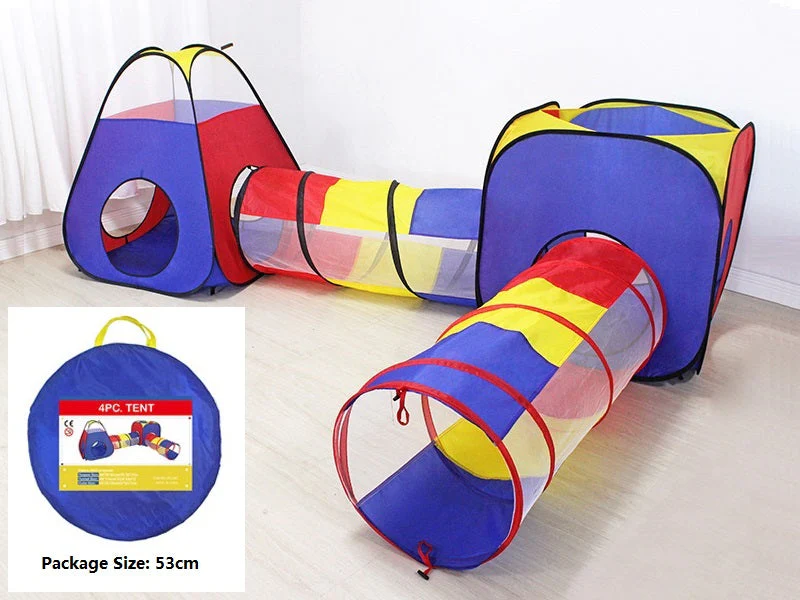 4PCS Pop-Up Square Triangle Tunnel Play Tent Kit Set - Image 14