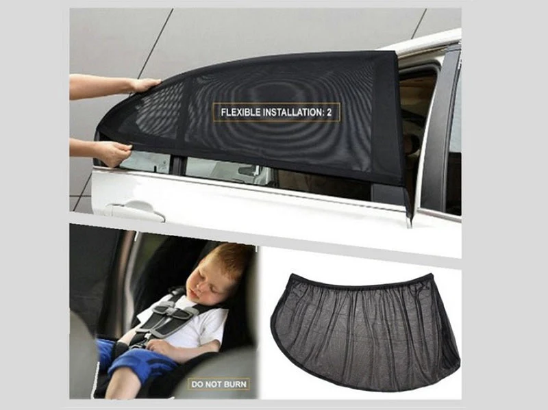 4pcs/set Car Front & Rear Side Window Sun Shade Cover Visor Mesh Shield Sunshade - Image 4