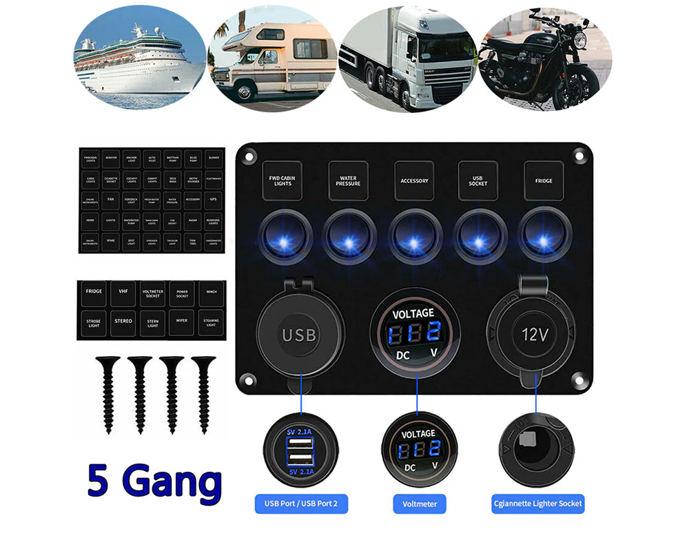5 Gang Rocker Switch Panel - Image 2