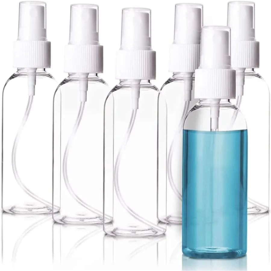 5 x 100 ml Clear Plastic Bottle with Fine Mist Spray Atomiser & Cap