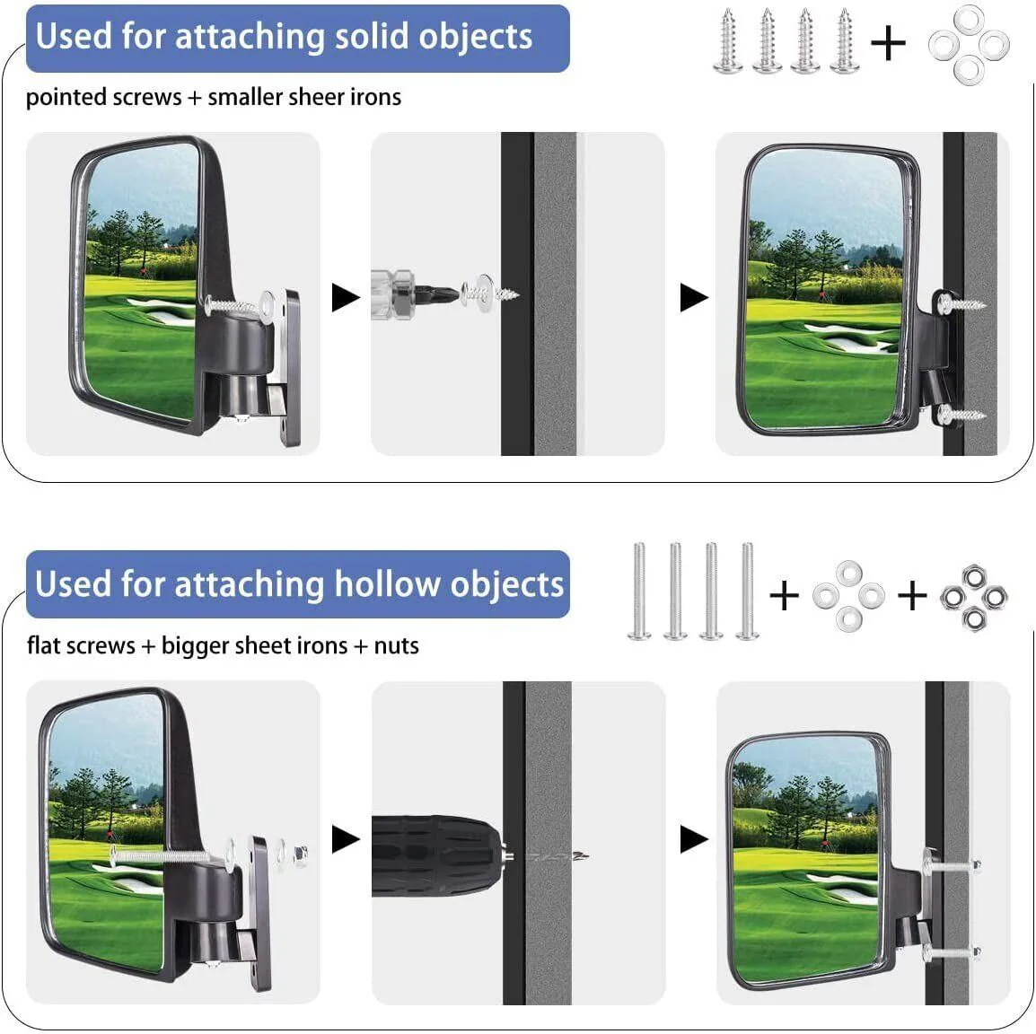 Universal Golf Cart Mirrors Set - Image 7