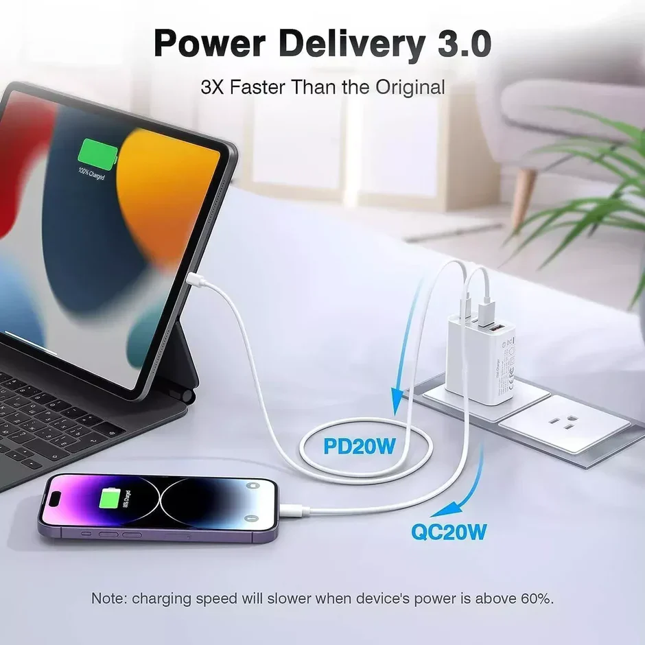 55W DUAL USB C PD Fast Charging Wall USB C Charger Power Adapter Type C - Image 11