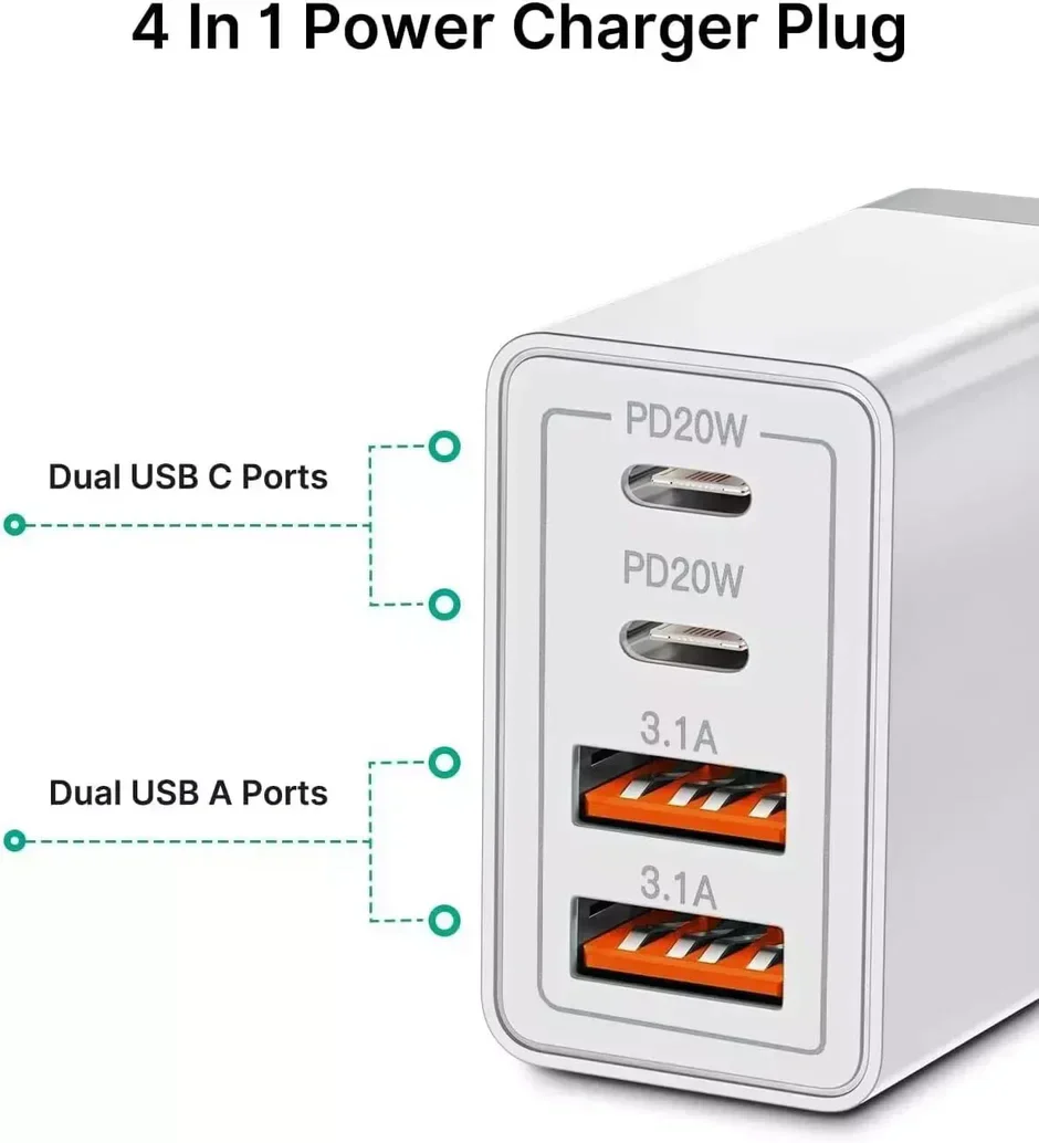 55W DUAL USB C PD Fast Charging Wall USB C Charger Power Adapter Type C - Image 4