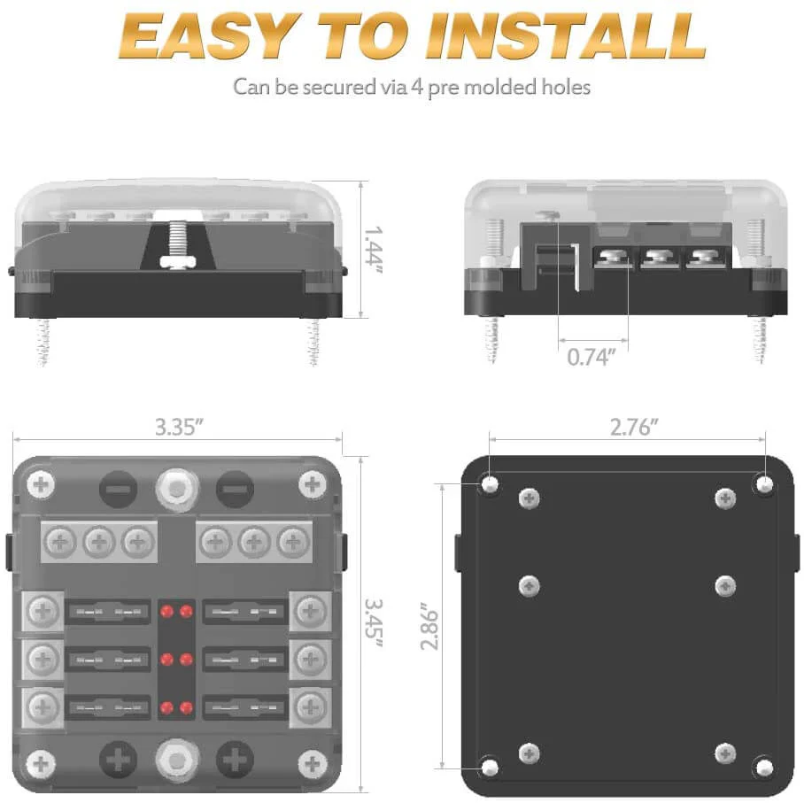 6 Circuit Negative Bus Blade Fuse Block - Image 5
