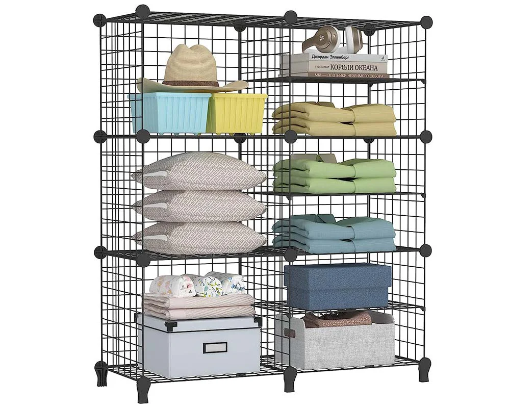 6 Cubes Black DIY Wire Storage Shelves Wardrobe - Image 8