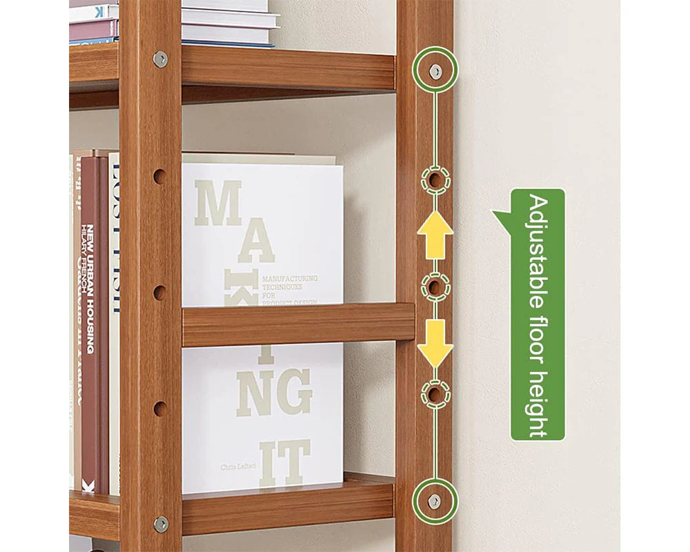6 Tier Shelf bamboo Bookcase Bookshelf - Image 7