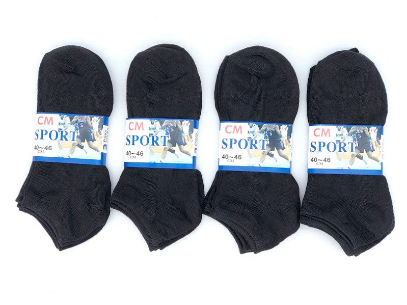 (60 Pairs) Thin Ankle Socks - BLACK - M7-11/ W8-12 - Image 6