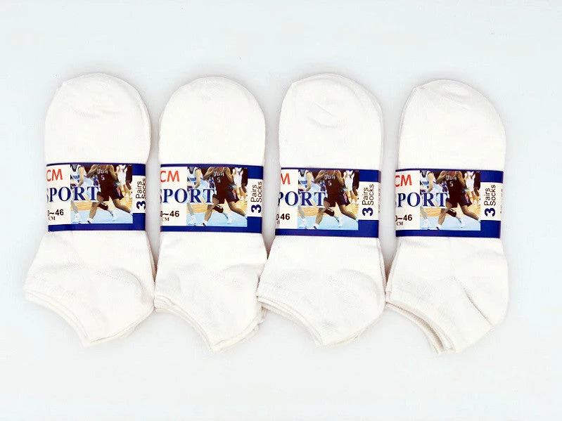 (60 Pairs) Thin Ankle Socks - WHITE - M7-11/ W8-12 - Image 3